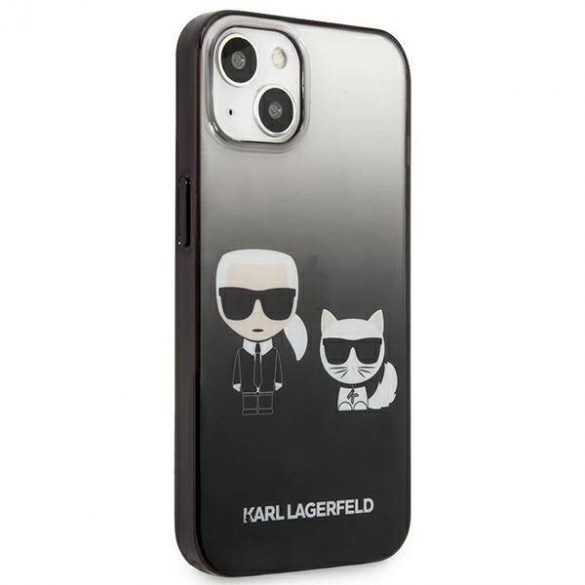 Karl Lagerfeld KLHCP13STGKCK iPhone 13 mini 5,4" hard Husă negru/negru Gradient Ikonik Karl & Choupette husă