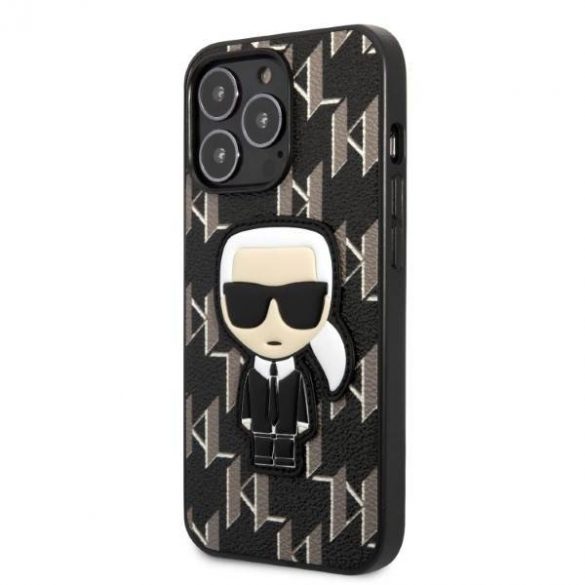 Karl Lagerfeld KLHCP13LPMNIKBK Husă rigidă pentru iPhone 13 Pro / 13 6,1" negru/negru Monogram Ikonik Patch