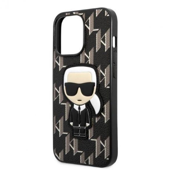 Karl Lagerfeld KLHCP13LPMNIKBK Husă rigidă pentru iPhone 13 Pro / 13 6,1" negru/negru Monogram Ikonik Patch