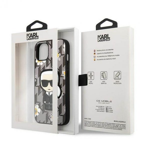 Karl Lagerfeld KLHCP13SPMNFIK1 Husa pentru iPhone 13 mini 5,4" szary/gri Flower Ikonik Karl