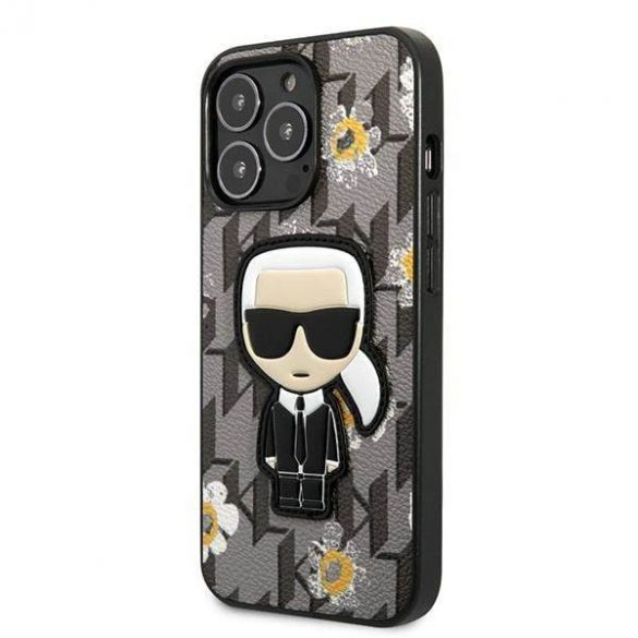 Karl Lagerfeld KLHCP13LPMNFIK1 Husa pentru iPhone 13 Pro / 13 6,1" szary/gri Flower Ikonik Karl