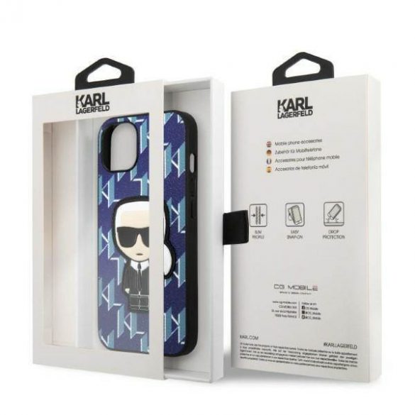 Karl Lagerfeld KLHCP13SPMNIKBL iPhone 13 mini 5,4" husă rigidă niebieski/albastru Husă monogramă Ikonik Patch