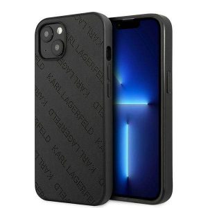 Karl Lagerfeld KLHCP13SPTLK Carcasă rigidă pentru iPhone 13 mini de 5,4 inchi, neagră/czarny, perforată