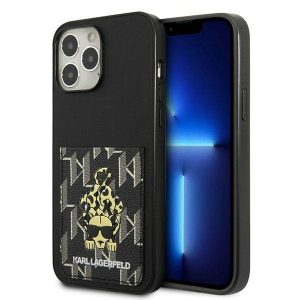 Karl Lagerfeld KLHCP13XCANCNK Carcasă rigidă pentru iPhone 13 Pro Max 6,7" negru/negru Karlimals cu slot pentru carduri