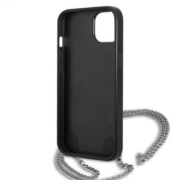 Karl Lagerfeld KLHCP13MPMK iPhone 13 / 14 / 15 6,1" hardcase czarny/negru piele texturată și lanț