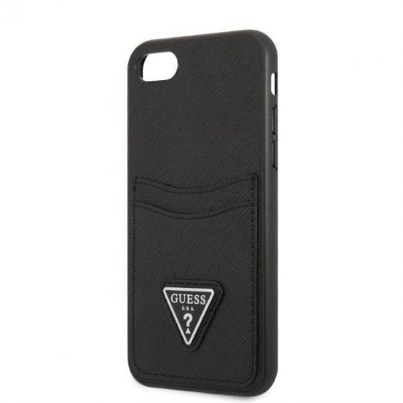 Guess GUHCI8PSATPK iPhone 7/8 SE 2020 / SE 2022 hardcase czarny/negru hardcase Saffiano Triangle Logo Carslot