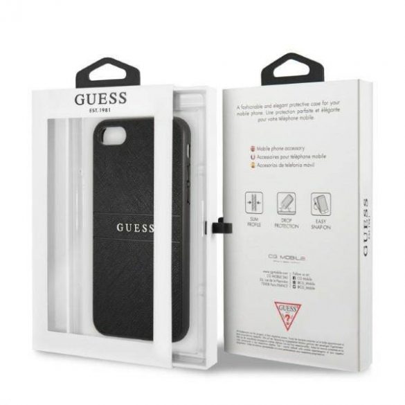 Guess GUHCI8PSASBBK iPhone 7/8 / SE 2020 / SE 2022 negru / negru Saffiano curea husă