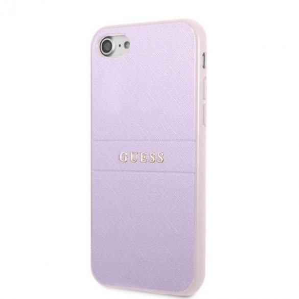 Guess GUHCI8PSASBPU Carcasă rigidă pentru iPhone 7/8 / SE 2020 / SE 2022 fioletowy/violet Saffiano Hot Stamp & Metal Logo