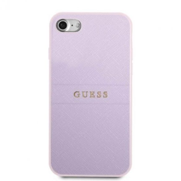 Guess GUHCI8PSASBPU Carcasă rigidă pentru iPhone 7/8 / SE 2020 / SE 2022 fioletowy/violet Saffiano Hot Stamp & Metal Logo