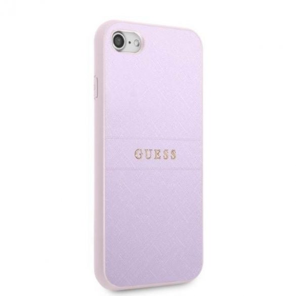 Guess GUHCI8PSASBPU Carcasă rigidă pentru iPhone 7/8 / SE 2020 / SE 2022 fioletowy/violet Saffiano Hot Stamp & Metal Logo