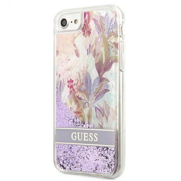 Guess GUHCI8LFLSU iPhone SE 2022 / SE 2020 / 7 / 8 fioletowy/violet carcasă rigidă Flower Liquid Glitter