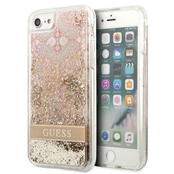 Guess GUHCI8LFLSD iPhone SE 2022 / SE 2020 / 7 / 8 zloty/aurie husă rigidă Paisley Liquid Glitter