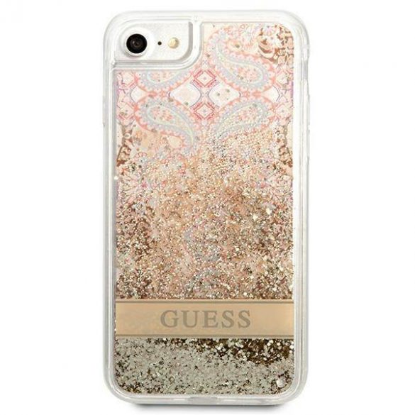 Guess GUHCI8LFLSD iPhone SE 2022 / SE 2020 / 7 / 8 zloty/aurie husă rigidă Paisley Liquid Glitter