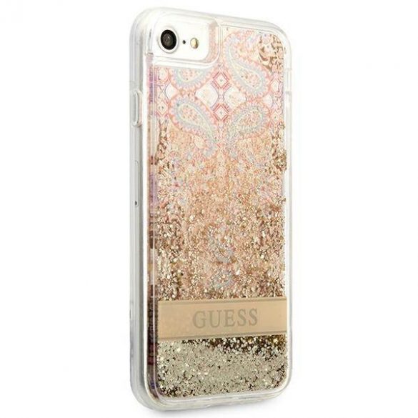 Guess GUHCI8LFLSD iPhone SE 2022 / SE 2020 / 7 / 8 zloty/aurie husă rigidă Paisley Liquid Glitter