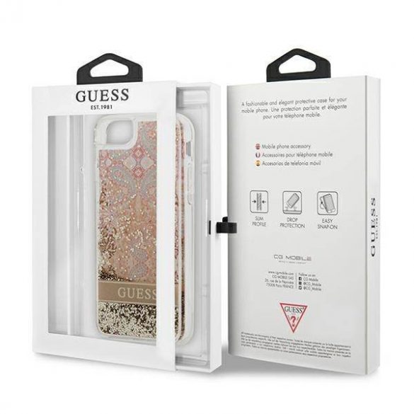 Guess GUHCI8LFLSD iPhone SE 2022 / SE 2020 / 7 / 8 zloty/aurie husă rigidă Paisley Liquid Glitter