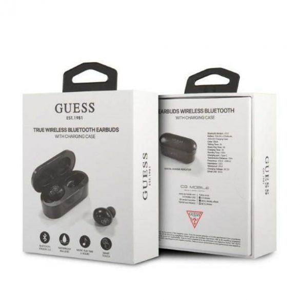 Guess Căști Bluetooth GUTWST31EK TWS + docking station negru/negru