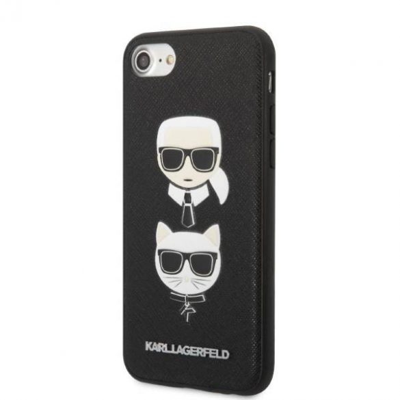 Karl Lagerfeld KLHCI8SAKICKCBK iPhone 7/8 / SE 2020 / SE 2022 carcasă rigidă czarny/negru Saffiano Karl&Choupette Head