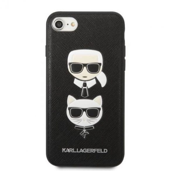 Karl Lagerfeld KLHCI8SAKICKCBK iPhone 7/8 / SE 2020 / SE 2022 carcasă rigidă czarny/negru Saffiano Karl&Choupette Head