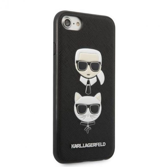 Karl Lagerfeld KLHCI8SAKICKCBK iPhone 7/8 / SE 2020 / SE 2022 carcasă rigidă czarny/negru Saffiano Karl&Choupette Head