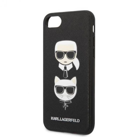 Karl Lagerfeld KLHCI8SAKICKCBK iPhone 7/8 / SE 2020 / SE 2022 carcasă rigidă czarny/negru Saffiano Karl&Choupette Head