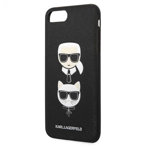 Karl Lagerfeld KLHCI8LSAKICKCBK iPhone 7 Plus / 8 Plus negru/negru hard Husă Saffiano Karl&Choupette Head Husă