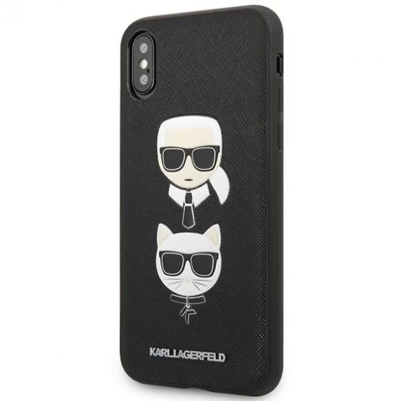 Karl Lagerfeld KLHCI65SAKICKCBK Husă rigidă pentru iPhone XS Max czarny/negru Saffiano Karl&Choupette Head