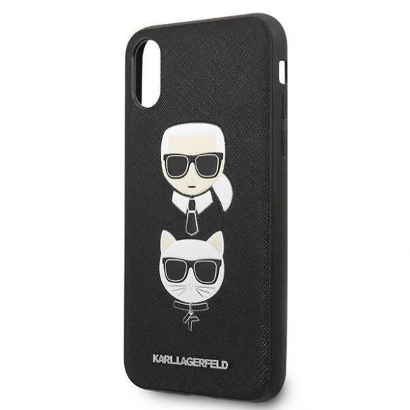 Karl Lagerfeld KLHCI65SAKICKCBK Husă rigidă pentru iPhone XS Max czarny/negru Saffiano Karl&Choupette Head