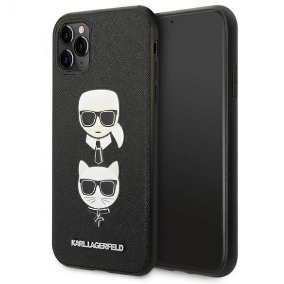 Karl Lagerfeld KLHCN58SAKICKCBK iPhone 11 Pro 5,8" carcasă rigidă/neagră Saffiano Karl&Choupette Head