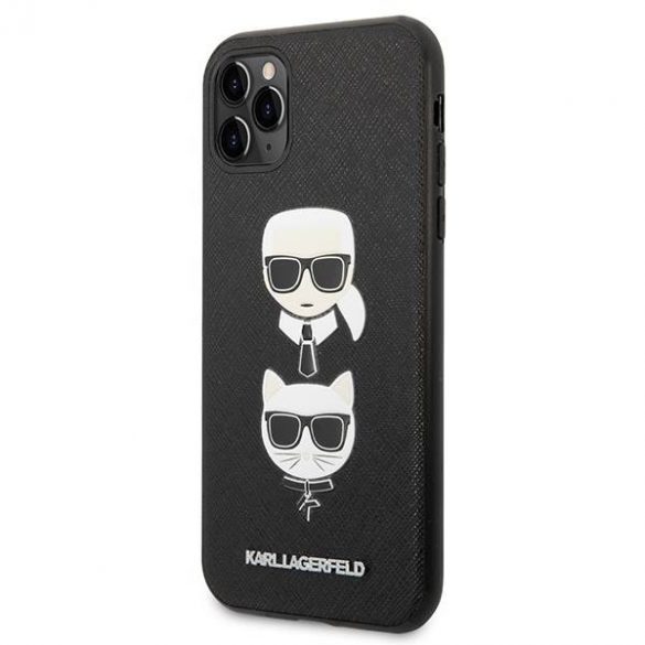 Karl Lagerfeld KLHCN58SAKICKCBK iPhone 11 Pro 5,8" carcasă rigidă/neagră Saffiano Karl&Choupette Head