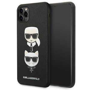 Karl Lagerfeld KLHCN65SAKICKCBK iPhone 11 Pro Max 6,5" negru/negru hard Husă Saffiano Karl&Choupette Head Husă