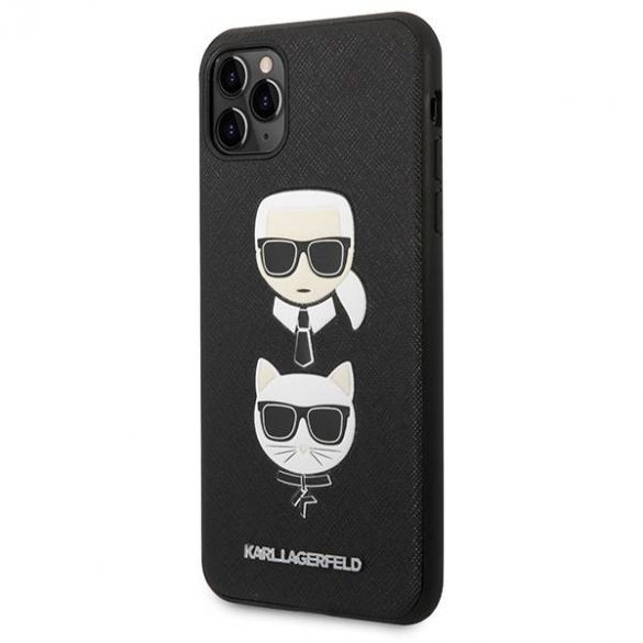 Karl Lagerfeld KLHCN65SAKICKCBK iPhone 11 Pro Max 6,5" negru/negru hard Husă Saffiano Karl&Choupette Head Husă