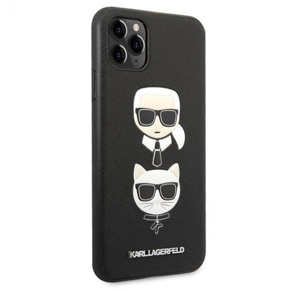 Karl Lagerfeld KLHCN65SAKICKCBK iPhone 11 Pro Max 6,5" negru/negru hard Husă Saffiano Karl&Choupette Head Husă