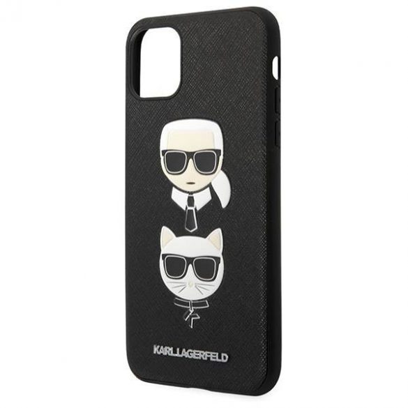 Karl Lagerfeld KLHCN65SAKICKCBK iPhone 11 Pro Max 6,5" negru/negru hard Husă Saffiano Karl&Choupette Head Husă