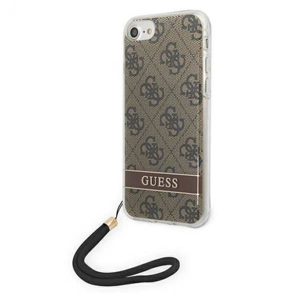 Guess GUOHCI8H4STW Husă rigidă pentru iPhone SE 2022 / SE 2020 / 7/ 8 brązowy/maro 4G Print Strap