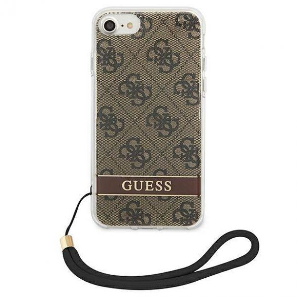 Guess GUOHCI8H4STW Husă rigidă pentru iPhone SE 2022 / SE 2020 / 7/ 8 brązowy/maro 4G Print Strap