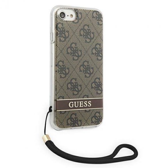 Guess GUOHCI8H4STW Husă rigidă pentru iPhone SE 2022 / SE 2020 / 7/ 8 brązowy/maro 4G Print Strap