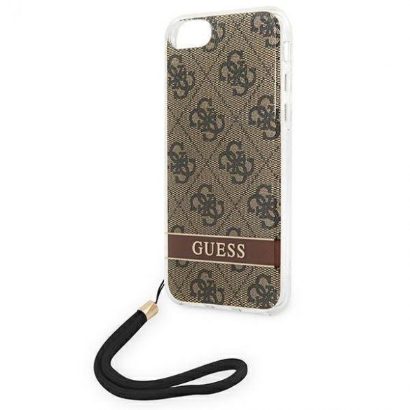 Guess GUOHCI8H4STW Husă rigidă pentru iPhone SE 2022 / SE 2020 / 7/ 8 brązowy/maro 4G Print Strap