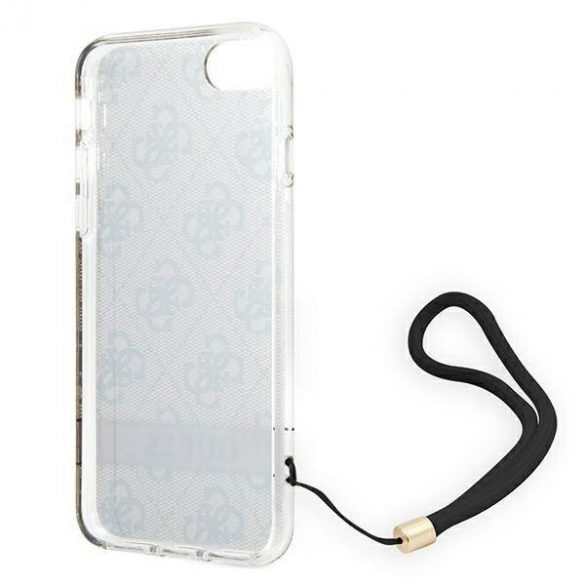 Guess GUOHCI8H4STW Husă rigidă pentru iPhone SE 2022 / SE 2020 / 7/ 8 brązowy/maro 4G Print Strap