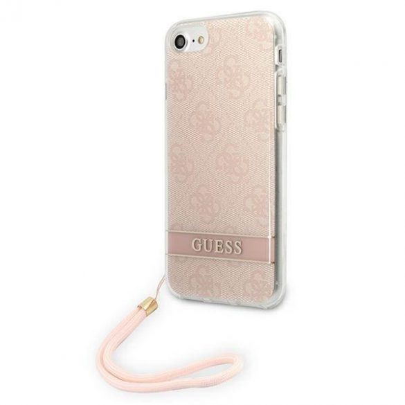 Guess GUOHCI8H4STP Husă rigidă pentru iPhone SE 2022 / SE 2020 / 7/8 różowy/roz 4G Print Strap