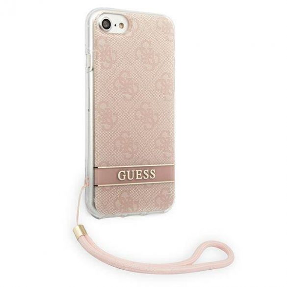 Guess GUOHCI8H4STP Husă rigidă pentru iPhone SE 2022 / SE 2020 / 7/8 różowy/roz 4G Print Strap