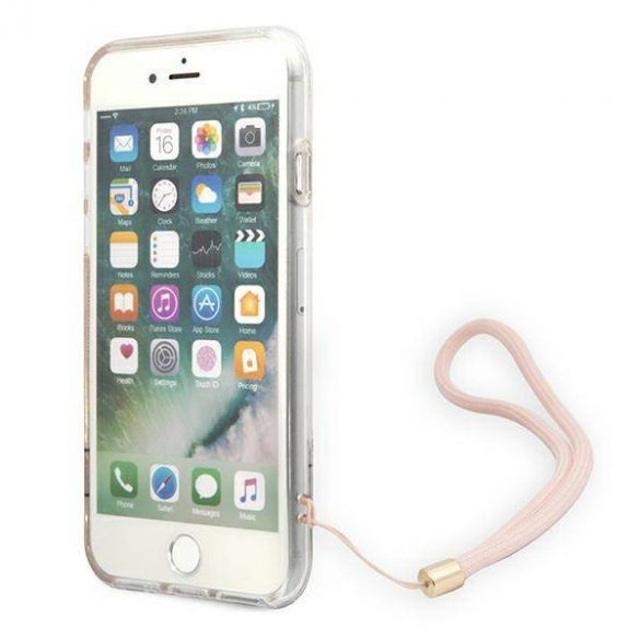 Guess GUOHCI8H4STP Husă rigidă pentru iPhone SE 2022 / SE 2020 / 7/8 różowy/roz 4G Print Strap