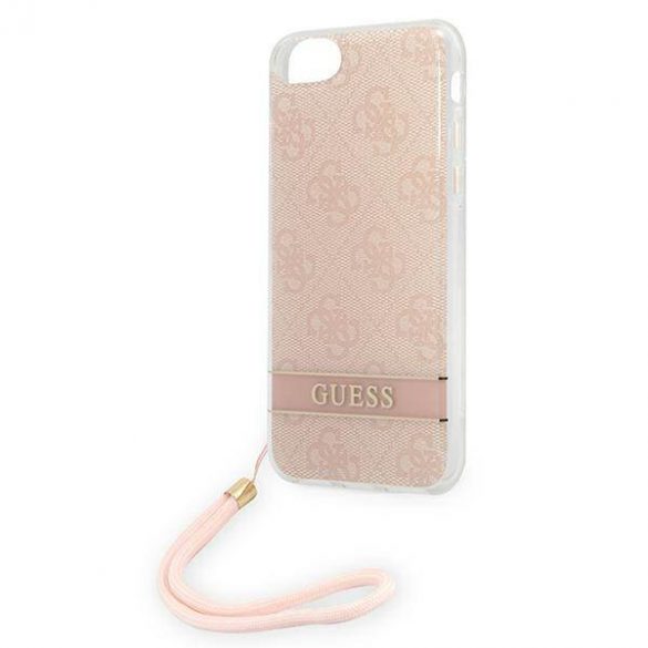 Guess GUOHCI8H4STP Husă rigidă pentru iPhone SE 2022 / SE 2020 / 7/8 różowy/roz 4G Print Strap