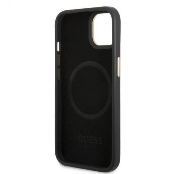 Guess GUHMP13MSAPSTK iPhone 13 / 14 / 15 6.1" carcasă rigidă/neagră Bujor Placă cu logo MagSafe