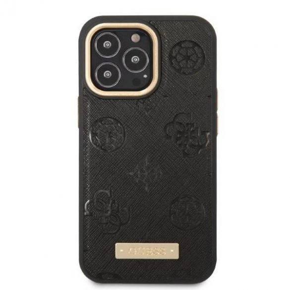 Guess GUHMP13LSAPSTK iPhone 13 Pro / 13 6,1" carcasă rigidă/neagră Husă cu placă cu logo Bujor MagSafe