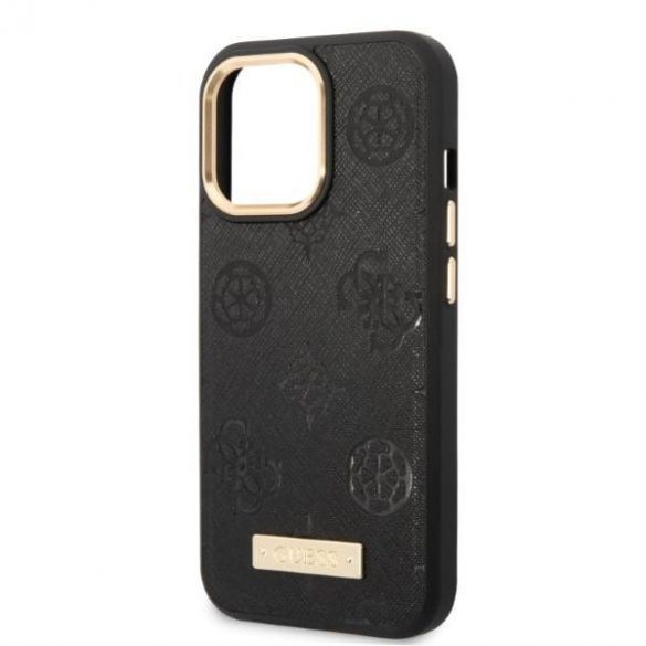 Guess GUHMP13LSAPSTK iPhone 13 Pro / 13 6,1" carcasă rigidă/neagră Husă cu placă cu logo Bujor MagSafe