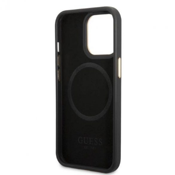 Guess GUHMP13LSAPSTK iPhone 13 Pro / 13 6,1" carcasă rigidă/neagră Husă cu placă cu logo Bujor MagSafe