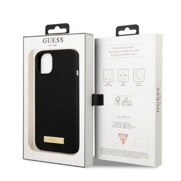 Guess GUHMP13SSPLK Husă rigidă pentru iPhone 13 mini 5,4" czarny/negru Placă cu logo din silicon Husă MagSafe