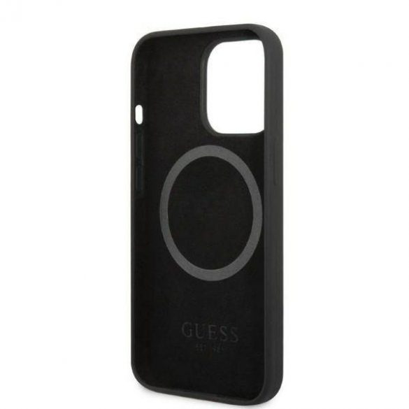 Guess GUHMP13LSPLK iPhone 13 Pro / 13 6,1" husă rigidă, neagră/czarny, din silicon Husă MagSafe