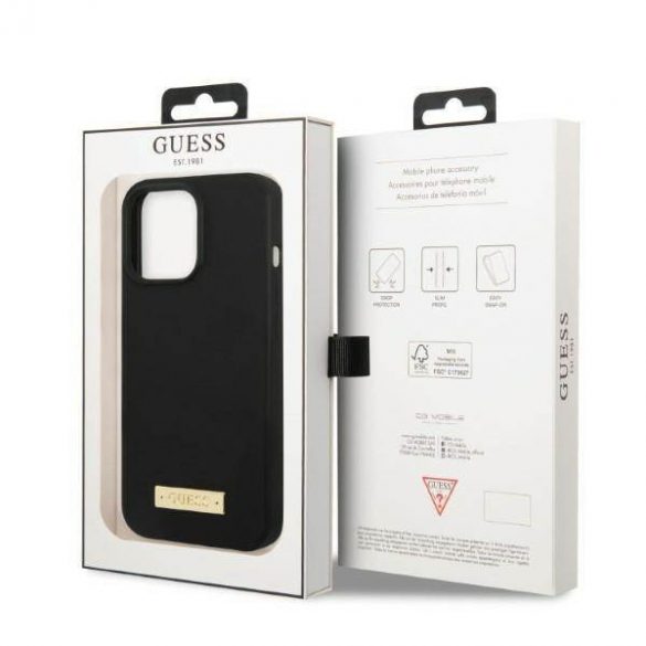 Guess GUHMP13LSPLK iPhone 13 Pro / 13 6,1" husă rigidă, neagră/czarny, din silicon Husă MagSafe