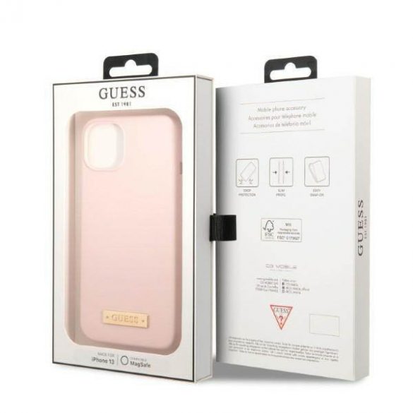 Guess GUHMP13SSBPLP iPhone 13 mini 5,4" husă rigidă rożowy/roz Husă cu placă cu logo din silicon Husă MagSafe